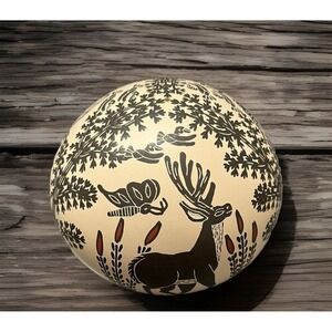 Mata Ortiz Pottery Efren Ledezma Deer Nature Butterfly Sphere‎ Mexican Art Clay